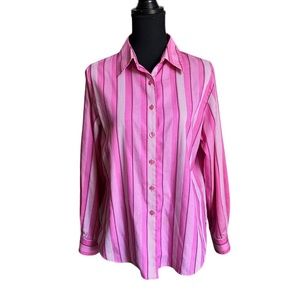 Wrinkle Free Shaped Fit Collared Button Down Long Sleeve Shirt Top Size 12P